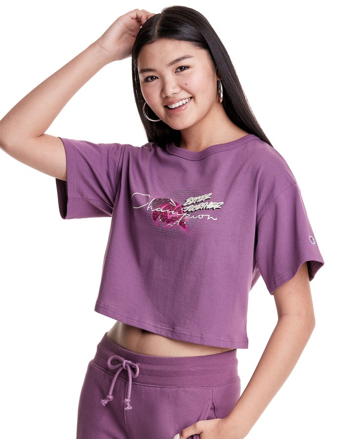 Champion Merlot Artist Series Heritage Cropped T-Shirt Dames - Paars - Belgie 5921KBLPG